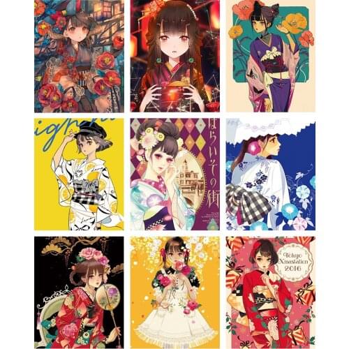 Japanese Kimono girl Acrylic Drawing DIY Painting By Numbers Hand Painted Oil Painting Wall Art Picture Home Decoration Gift