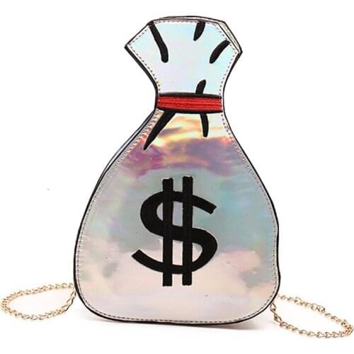 SJ Women Leather Messenger Bag Italy Laser Exquisite Pocketbook Cartoon New Shoulder Bag New Fashion Female Leather Chain Purse