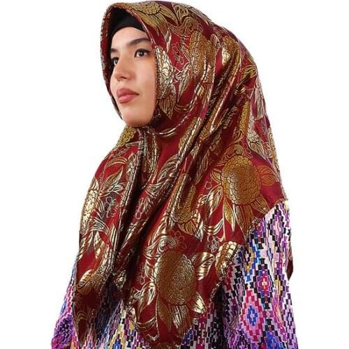 Lady Silk Jacquard Square Hjiabs Muslim Scarf Turban Ultralight Retro Shawl Turkish Hijab Women Islamic Headscarf Factory Outlet