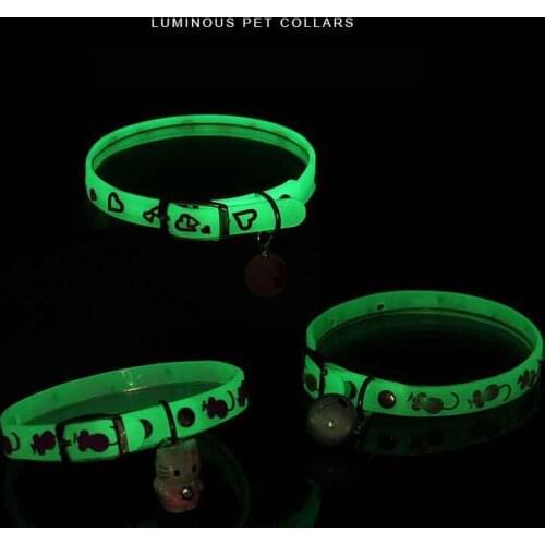 1 Pcs Cute Cat Collar Luminous Collars For Cats Glow In The Dark Collar Kitten Neck Glow At Night Pet Accessories Drop Shipping