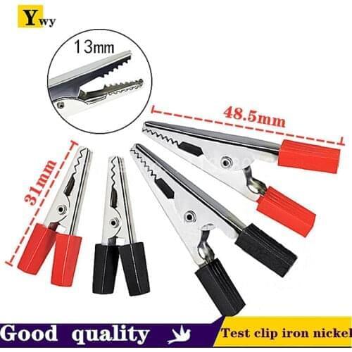 10pcs/lot Insulated Crocodile Clips Plastic Handle Cable Lead Testing Metal Alligator Clips Clamps 31mm/49mm Length Red/Black