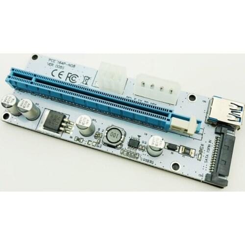 100PCS 008S Riser PCIe PCI-E PCI Express Riser Card 1x to 16x USB3.0 Cable SATA to 4Pin IDE Molex Power for Bitcoin Miner Mining