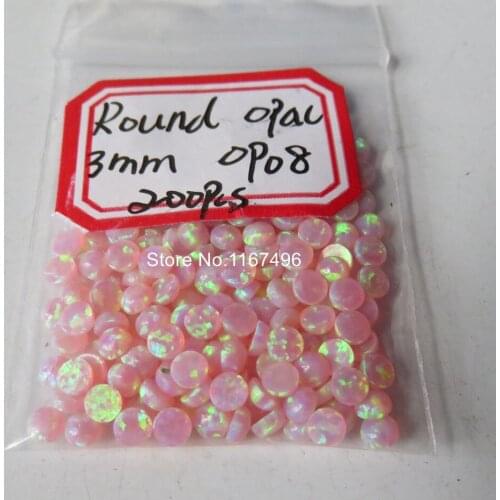 200pcs/lot 3MM Round Opal OP308 Synthetic Round Pink Fire Opal Round Cabochon Opal Round Flat Bottom Opal