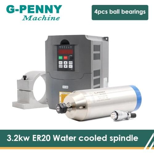 220v/380v 3.2KW ER20 4Bearings Water Cooled Motor Spindle for CNC Router engraving milling Machine &4kw Inverter &100mm bracket