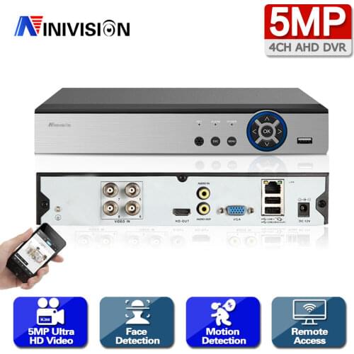 NINIVISION 4CH AHD DVR Recorder Full 5MP Surveillance Video Recorder H.265 4 Channel Digital Video Recorder For AHD IP Camera