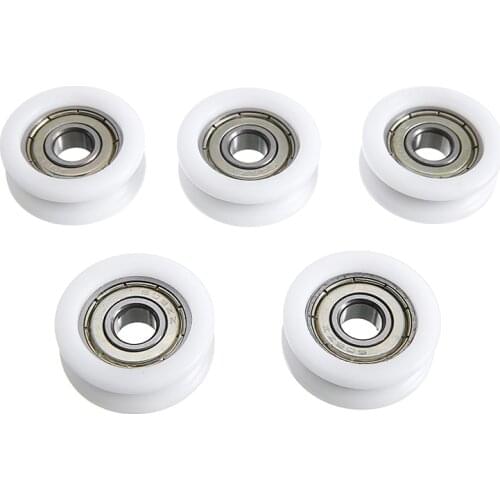 5Pcs/Set White U Groove Bearing Nylon Plastic Embedded 608 Ball Bearings Guide Pulley Size 8x30x10mm for Mobile Door Window