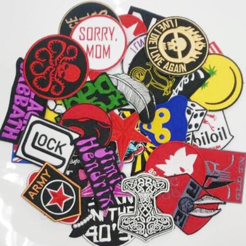 Aanywell patch Wholesale 24 pcs Random cartoon rock punk Sport Car Racing Logo Patch Iron Sewing Decor