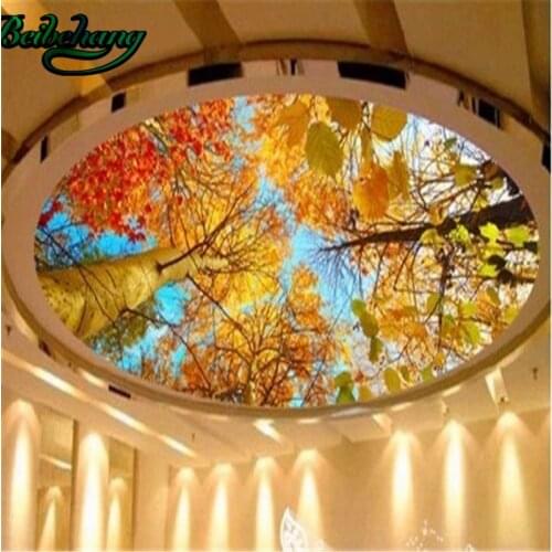 Beibehang Golden yellow autumn tree ceiling roof zombie living room bedroom large custom wallpaper murals