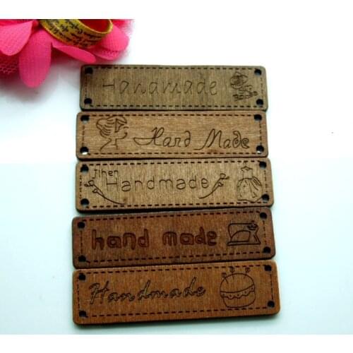 Free Shipping 50Pcs Mixed Handmade Patchwork DIY Sewing Wood Buttons Laser Carving Label Wooden Button Crafts