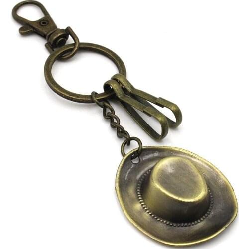 FREE SHIPPING BY DHL 100pcs/lot 2019 Fashion Zinc Alloy Vintage Sunhat Keychains Mini Hat Shaped Keyrings Key Holders