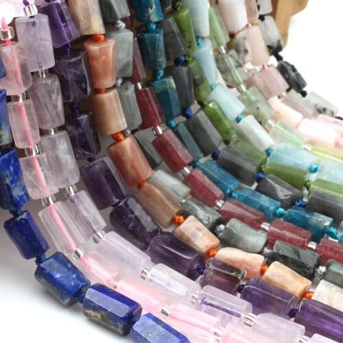 Natural Lapis lazuli Quartz Aquamarines Jades Beads Column Shape Beads For Jewelry Making DIY Bracelet Earring Accessories 7.5