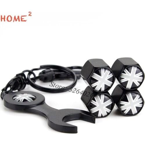 Flag of UK Car Tire Valve Stem Caps Metal Wheel Covers with Wrench Keyring for BMW Audi Infiniti Mercedes Mazda Car Accessories