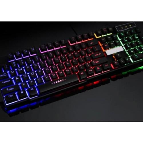 Gamer keyboard Colorful Crack Illuminated Backlit USB Wired PC Rainbow Gaming Keyboard Desktop Office For Computer gamer Laptop