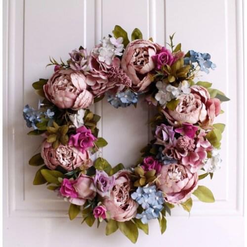 Artificial Rattan Peony Flower Wreath Door Wreath Wedding Venue Home Decor