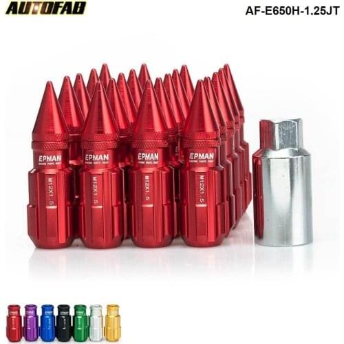 Forged Aluminum Lug Nut Lock Set With Spikes W/ Key 20pcs 12x1.25 W/Key For For Nissan Infiniti Subaru AF-E650H-1.25JT