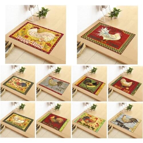 Home Decorative Door Mat Shor Plush 40x60cm right size water absorption Carpet Retro design rooster Printed Anti-Slip Doormat