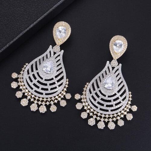 LARRAURI Romantic Waterdrop Pendant Earrings for women Bridal Luxury Wedding Engagement Jewelry Anniversary Party Jewelry