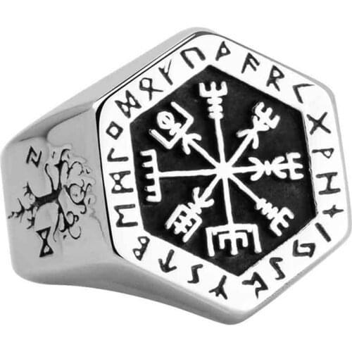 Cast Man Nordic Viking Ring Runes Totem Life Of Tree Rings Punk Hiphop Stainless Steel Viking Ring For Men Jewelry Accessories