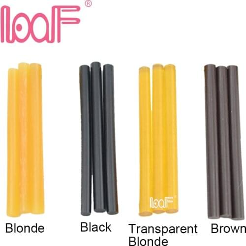 LOOF 12pcs 0.7cm Hot Melt Keratin Glue Sticks For Pre-bonded Hair Extension Black Brown Blonde Transparent Blonde Makeup Tools
