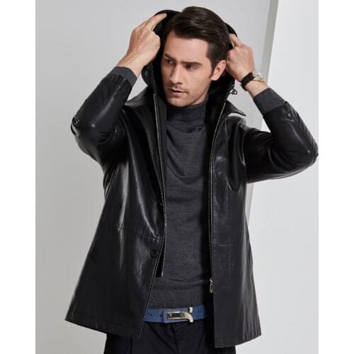 2020 New Men Clothing Winter Leather Jackets Men Hooded Fur Inside Jackets Men Ecological Leather chaqueta hombre, Big M-3XL