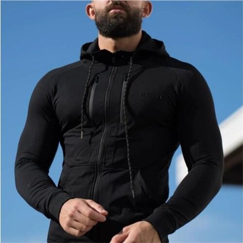 2019 Men Brand Hoodies Gym Sport Running Training Fitness bodybuilding Sweatshirt Outdoor Sportswear Male Hooded Jacket Hoodies