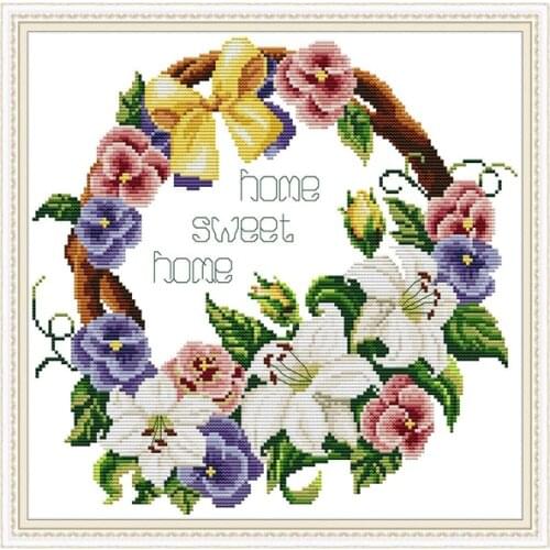 Cross Stitch Patterns Flower Sweet Home 14CT 11CT Counted Printed Cross Stitch Kits Handmade Embroidery Fabric Needlework Sets
