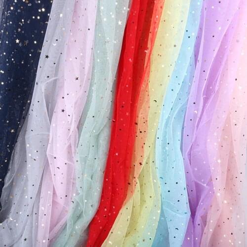 Nanchuang Tull Mesh Fabric Sequin Cloth For Wedding Dress Netting Mosquito Net Pettiskirt Veil Decorative Material 50x155cm