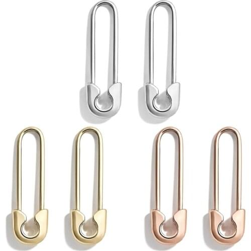 Stainless Steel Punk Pin Earrings Unique Design Paperclip Safety Steel Stud Fashion Eardrops Elegant Women Man Rock Piercing Ma