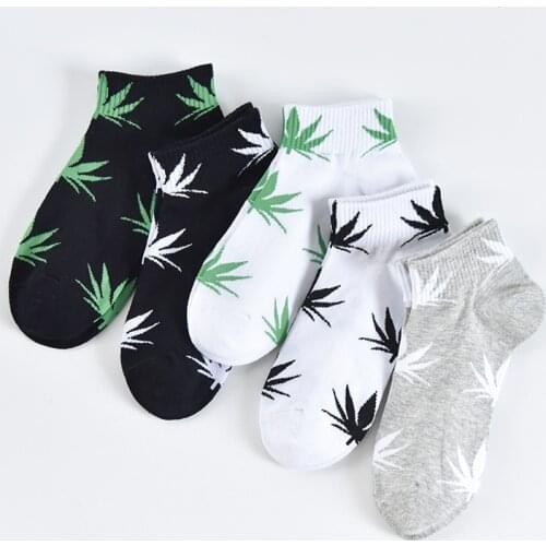 1 Pair Mens Fashion Business Ankle Socks Unisex Weed Hemp Cotton Socks Street Fashion Skateboard Couple Harajuku Trend Socks