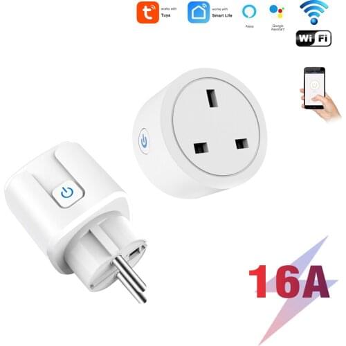 New WIFI 16A Wireless Remote Voice Control Power Monitor Timer Socket Work with Alexa Google Home EU UK Plug