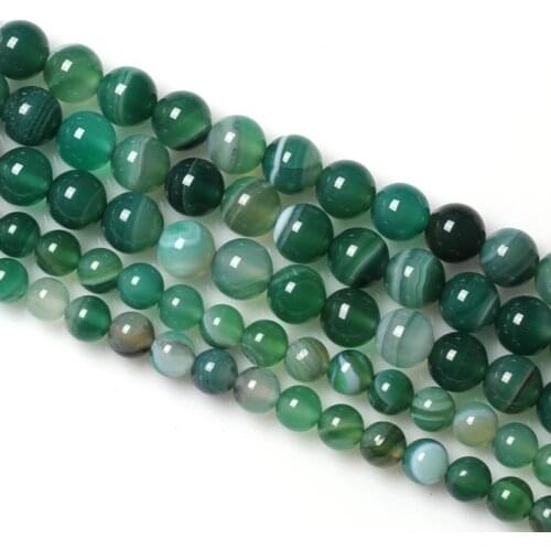 Wholesale Green Stripe Onyx Agat Round Beads Natural Stone Beads For Jewelry Making DIY Bracelets Necklaces 4 6 8 10 12 mm