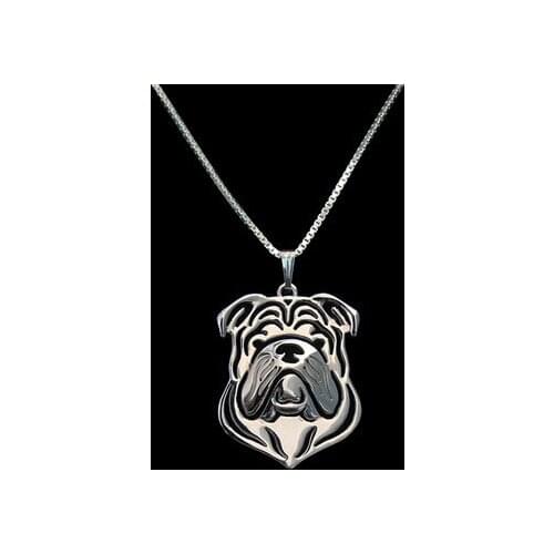 Wholesale cartoon Boho Chic Alloy English bulldog necklace fashion bulldog pendant golden two colors plated 12pcs/lot