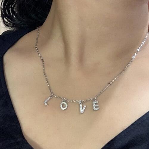 4 letters Custom Made Pendants Charm Necklace Shinning Micro Pave Zircon 26 Initial Alphabet Name Necklace Stainless Steel Chain