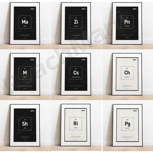 Wine symbol printing minimalism wall art decoration typography poster periodic table inspiration