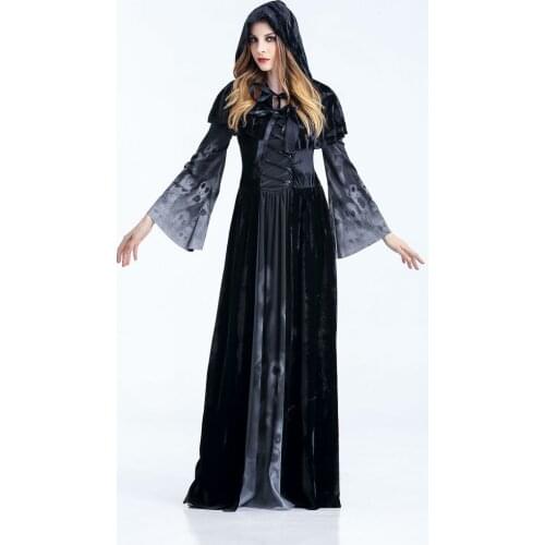 Halloween Dress Sexy Ghost Bride Witch Costume Scary Skeleton Vampire Costume Cosplay Costume Cape and Dress Halloween Set