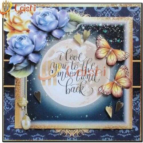 Full square round drill Moon, flower, butterfly set diy diamond painting 5d diamond mazayka embroidery animal room decoration