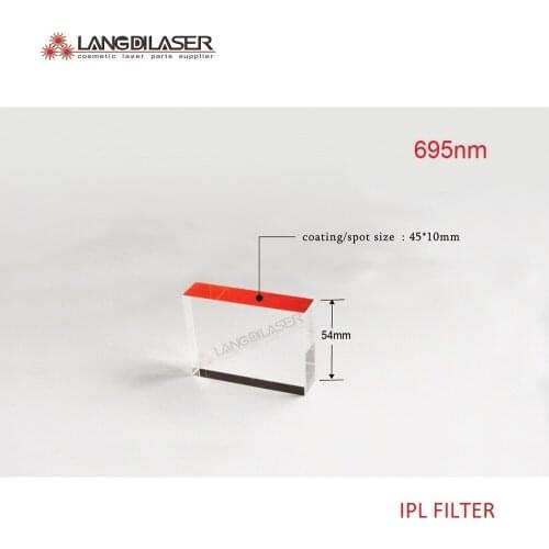 Size : 45*10*54 , laser HR filter , spot size : 45*10 / material : quartz / wavelength : 695nm~1200nm