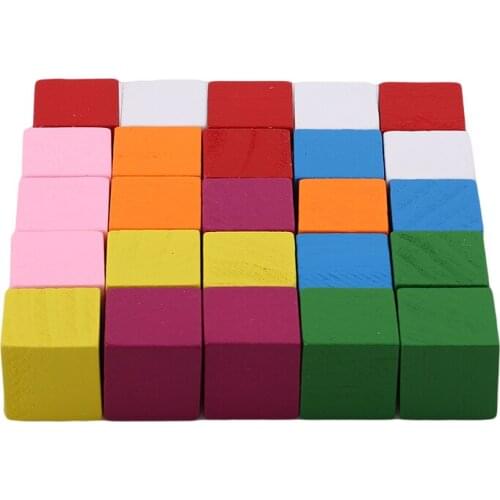 Montessori Colorful Wood Cube Blocks Bright Assemblage Block Early Educational Early Learning Toys For Kids Children