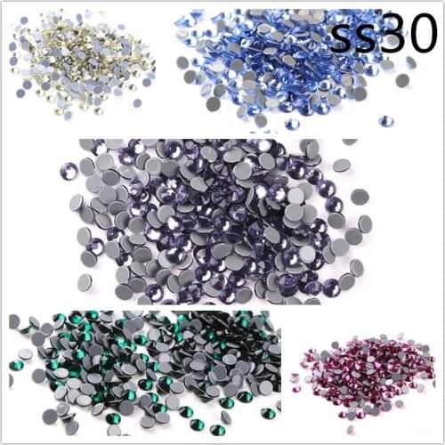 Multi-Color SS30(6.4-6. 6mm) Crystal AB Glass Glitter Flatback Hot fix Rhinestones For Nail Art Sewing & Fabric Decoretion