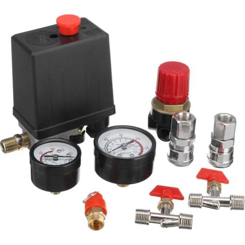 240V AC Regulator Heavy Duty Air Compressor Pump Pressure Control Switch Air Pump Control Valve 95-125PSI with Quick Connector