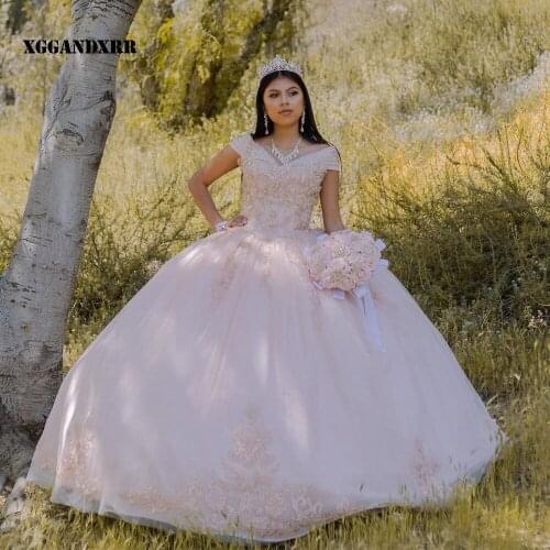 Romantic Ball Gown Quinceanera Dress 2022 Tulle Crystal Long Pink Sleeveless Prom Dress Or Custom Made