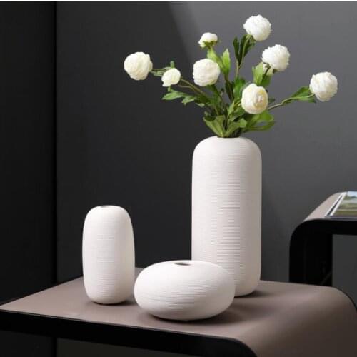 Modern Nordic White Ceramic Vase+Dried Flower Arrangement Coffee Table Ornaments Decoration Home room Desktop Furnishings Crafts
