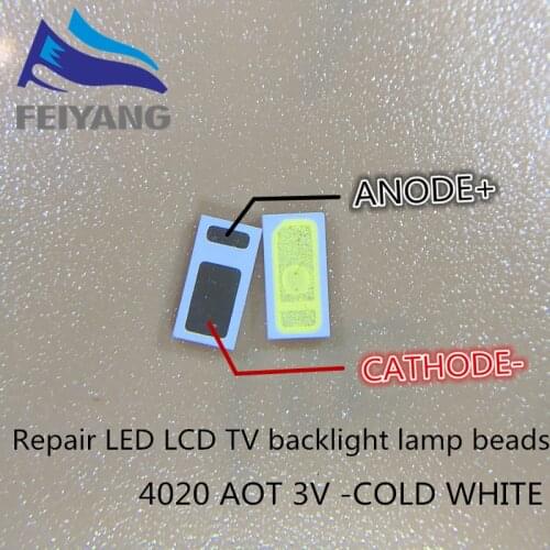 2000pcs AOT LED Backlight 0.5W 3V 4020 48LM Cool white LCD Backlight for TV TV Application 4020C-W3C4 EVERLIGHT