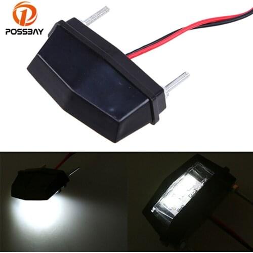 POSSBAY 12V Motorcycle License Plate Light LED Cafe Racer Rear White Light Universal for Honda Yamaha Suzuki Chopper Bobber