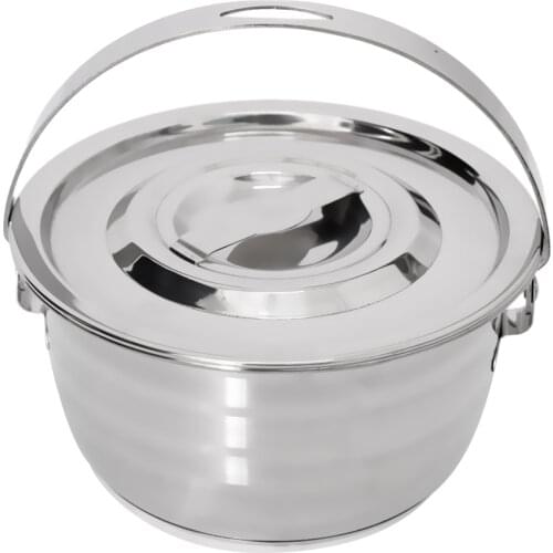 MagiDeal Stainless Steel Outdoor Cookware Pot Camping Picnic Cooking Camp Fire Pan Hanging Pot Pan S M L