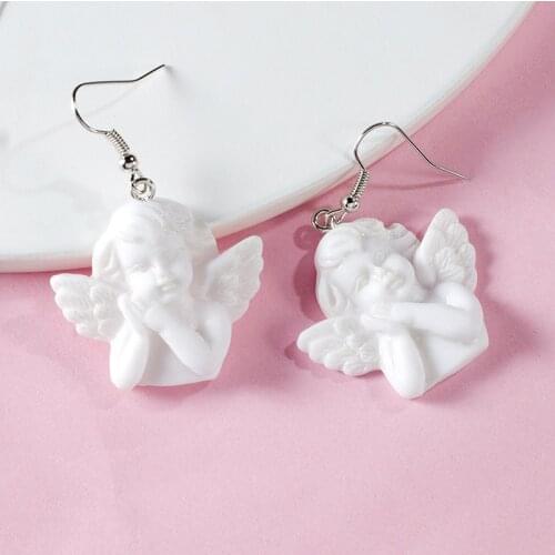 Punk Angel Drop Earrings Jewelry For Cool Women Girl Friendship Gifts Cute Cupid Angel Pendant Drop Earring Vintage Angel