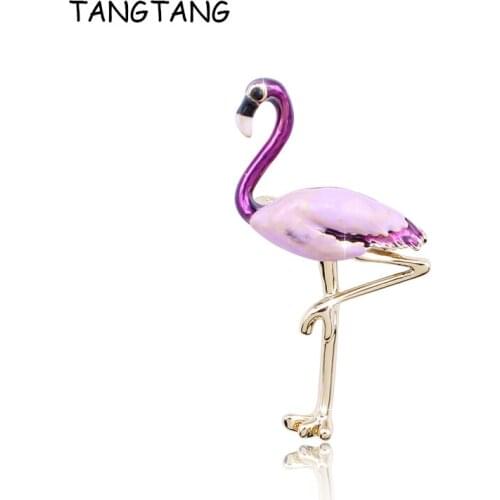 Purple Enamel Flamingo Bird Brooches Women Animal Brooch Pins Fashion Dress Coat Accessories Jewelry Gift New, Item NO.: P0153