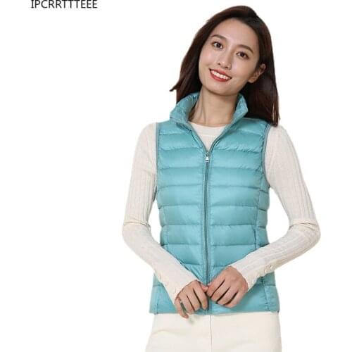 Women Vests 2021 New Winter Ultra Light White Duck Down Vest Female Slim Sleeveless Jacket Women Windproof Warm Waistcoat
