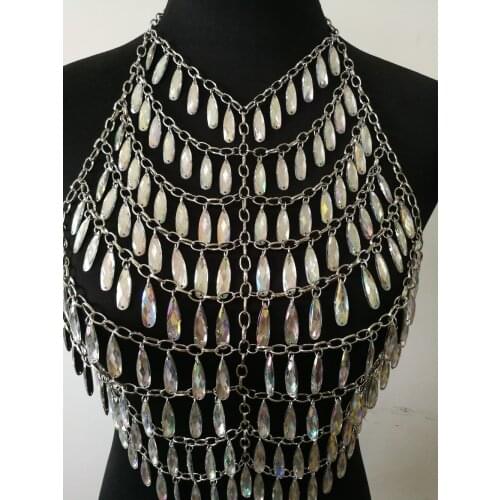 New Fashion Style WRB1081 Women Silver Alloy Chains Plastic Beads Bondage Beach Neck Chain Choker Necklace Jewelry Accessories