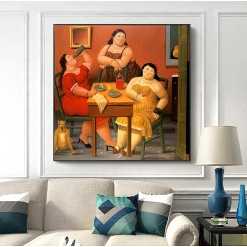 Fernando Botero Famous Canvas Painting Fat Art Man and Woman Family Posters Print Wall Art Picture for Living Room Decor Cuadros